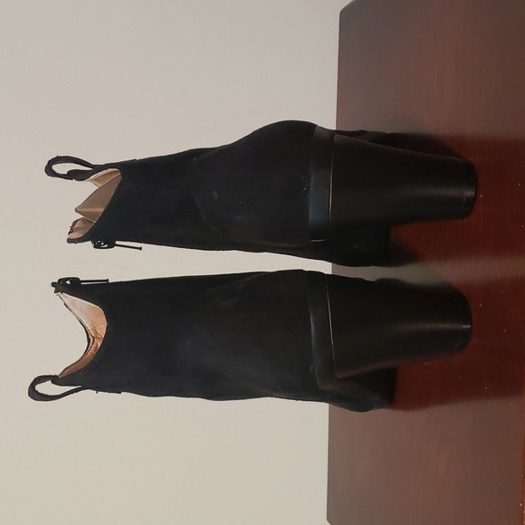 NEW Black Suede Yoki Muriel Heels Cowboy Boots Zipper 10 - Picture 4 of 6